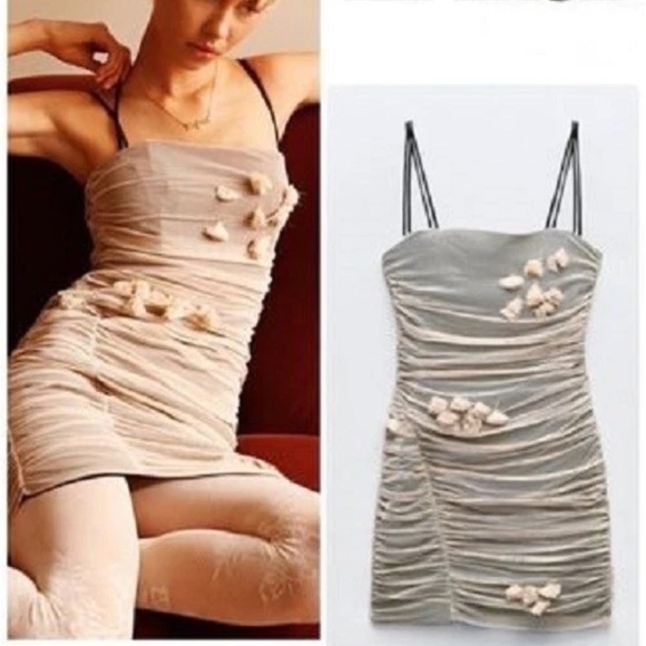 Zara 3D Floral Tulle Dress NEW - Picture 14 of 16